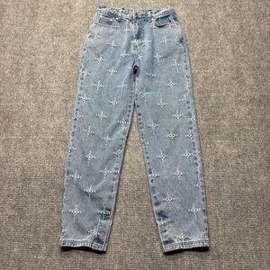 Maniere De Voir Jeans Womens 4 (26x30) Blue High Rise Tapered Ankle Distressed